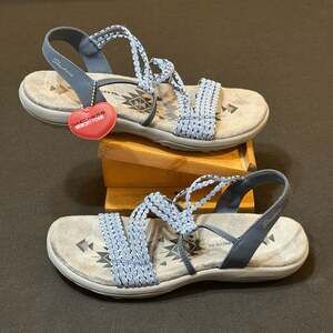 Skechers Reggae Slim Vacay Women's Sandals Size 10 Navy Blue Comfy